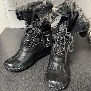 Stevies Black and Gray Fur-Lined Winter Boots